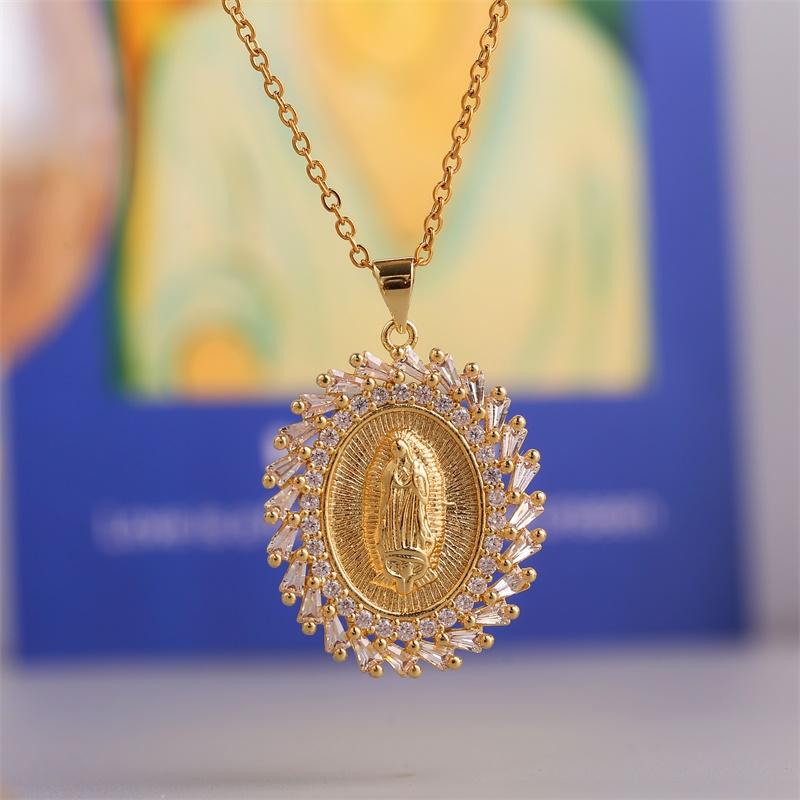 Pendant Necklaces High Quality Transparent Zircon Virgin Mary Copper Pendants For Women Stainless Steel Gold Color Chain Necklace, Silver
Pendant Necklaces High Quality Transparent Zircon Virgin Mary Copper Pendants For Women Stainless Steel Gold Color Chain Necklace, Silver