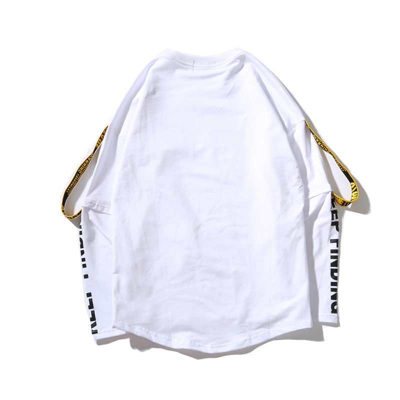 Yellow and Red Ribbons Tag Hoodies Sweatshirts Boy Men's Top Pullover Casual Hip Hop Sport for Men Letter Off Male White Black LJ201222