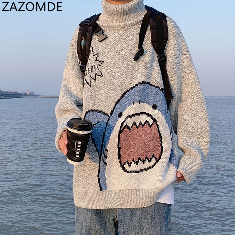 zazoe men turtlenecks shark sweater men 2021 winter patchwor harajuku korean style high neck oversized grey turtleneck for men, Black
zazoe men turtlenecks shark sweater men 2021 winter patchwor harajuku korean style high neck oversized grey turtleneck for men, Black