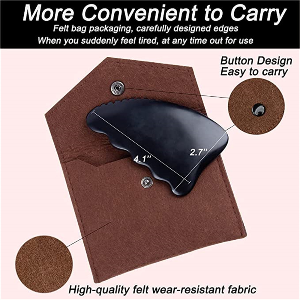 Wholesale Gua Sha Facial Body Massage Tools, Unique 9-Edge Bian Stone,with Ridges, Gentle GuaSha Scraping Tool Black KD