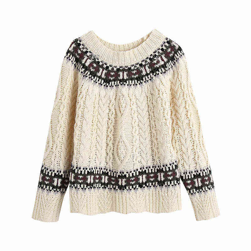 Evfer Women Casual Patchwork Jacquard Autumn Za Knitted Pullover Tops Female Fashion O-neck Long Sleeve White Thick Sweater Chic Y1110
Evfer Women Casual Patchwork Jacquard Autumn Za Knitted Pullover Tops Female Fashion O-neck Long Sleeve White Thick Sweater Chic Y1110