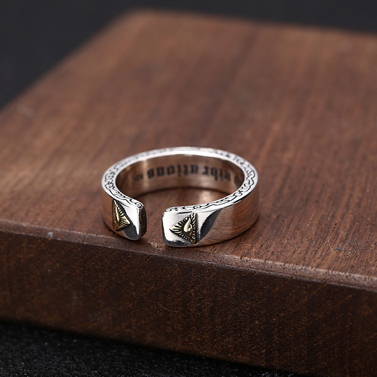 High quality Personalized 925 sterling silver adjustable rings American European antique silver handmade vintage designer luxury jewelry
