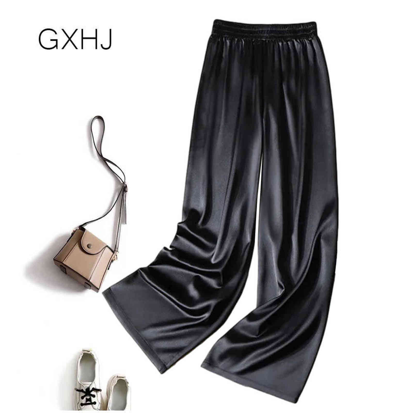 pantalon pour femme Women Straight Pants Wide leg full length Streetwear Loose Casual trousers satin elegant pants LHJ018 211115