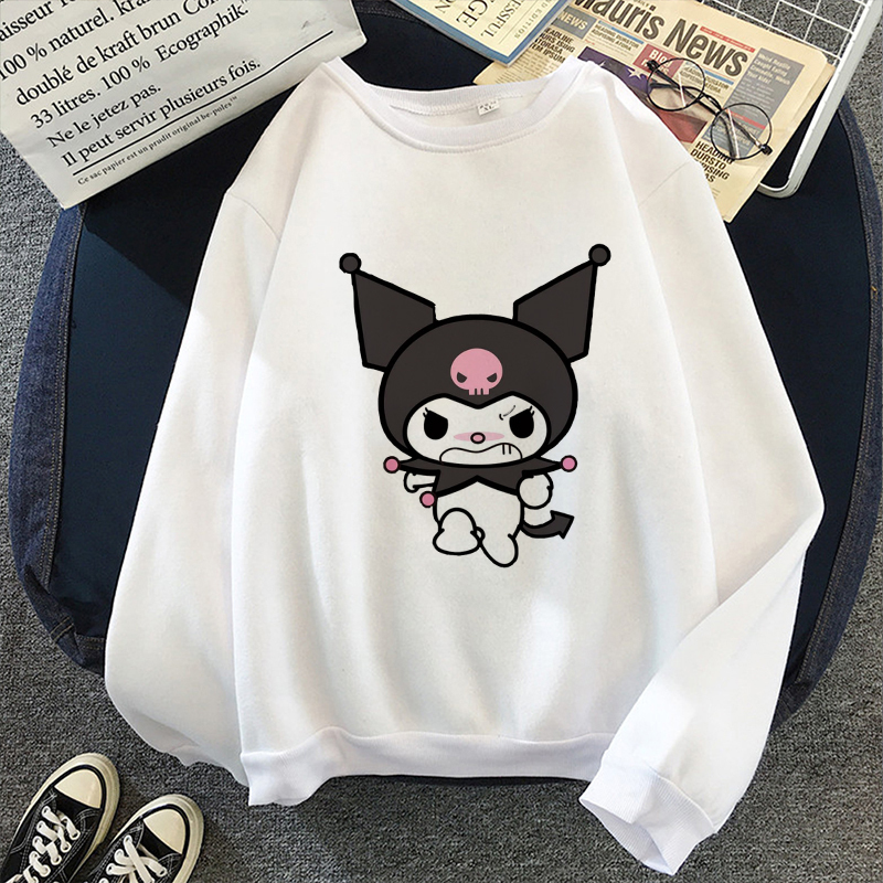 Kuromi Cute Tops Print Hoodie Vintage Harajuku Aesthetic Kawaii Clothes Women New Korea Style Spring Autumn Sudaderas Sweatshirt 201211
