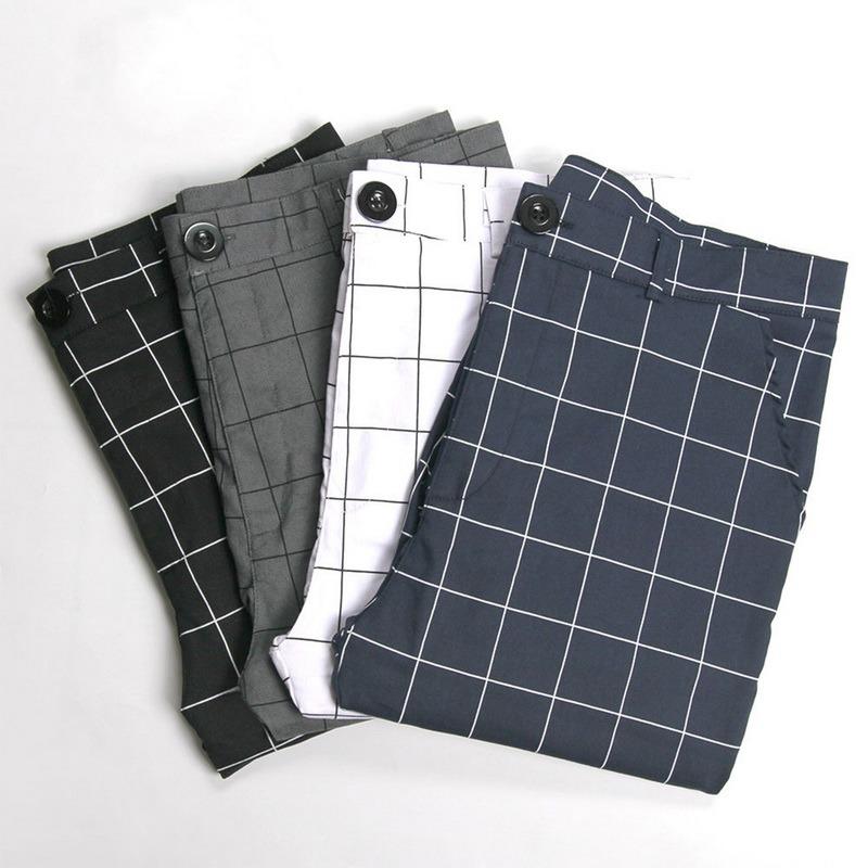 Men's Pants Smart Casual Fashion Clothing Plaid Pencil Thin Mid Waist Jogger Trousers For Men AAA Discount for in-store purchases