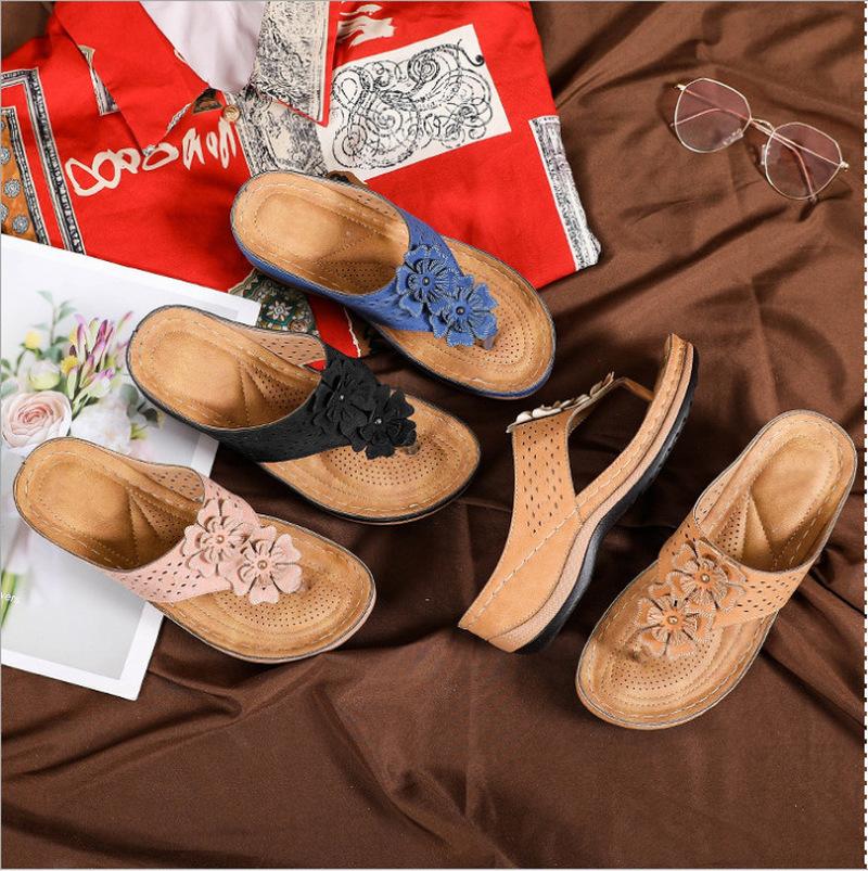 Slippers Women Summer Flip Flops Low Heels Sandals Shoes Female Flower Slides Wedges, Black 
Slippers Women Summer Flip Flops Low Heels Sandals Shoes Female Flower Slides Wedges, Black