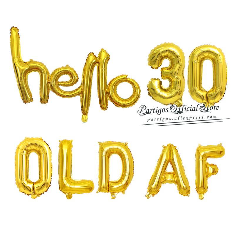 Décoration de fête 1set 16 pouces Rose Old Af Filk Ballons Dirty 30 40 50e anniversaire Trente Globes Bonjour 30e Décor Cake Topper