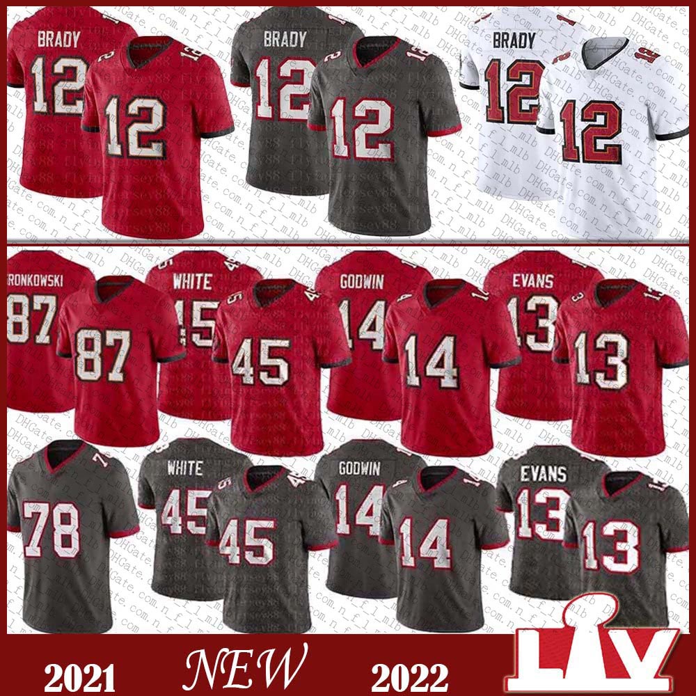 12 Tom Brady TB Bucs Mens Football Jersey 87 Rob Gronkowski 14 Chris Godwin 45 Devin White 13 Mike Evans 78 Tristan Wirfs Stitched jerseys High quality Stock, Shown
12 Tom Brady TB Bucs Mens Football Jersey 87 Rob Gronkowski 14 Chris Godwin 45 Devin White 13 Mike Evans 78 Tristan Wirfs Stitched jerseys High quality Stock, Shown