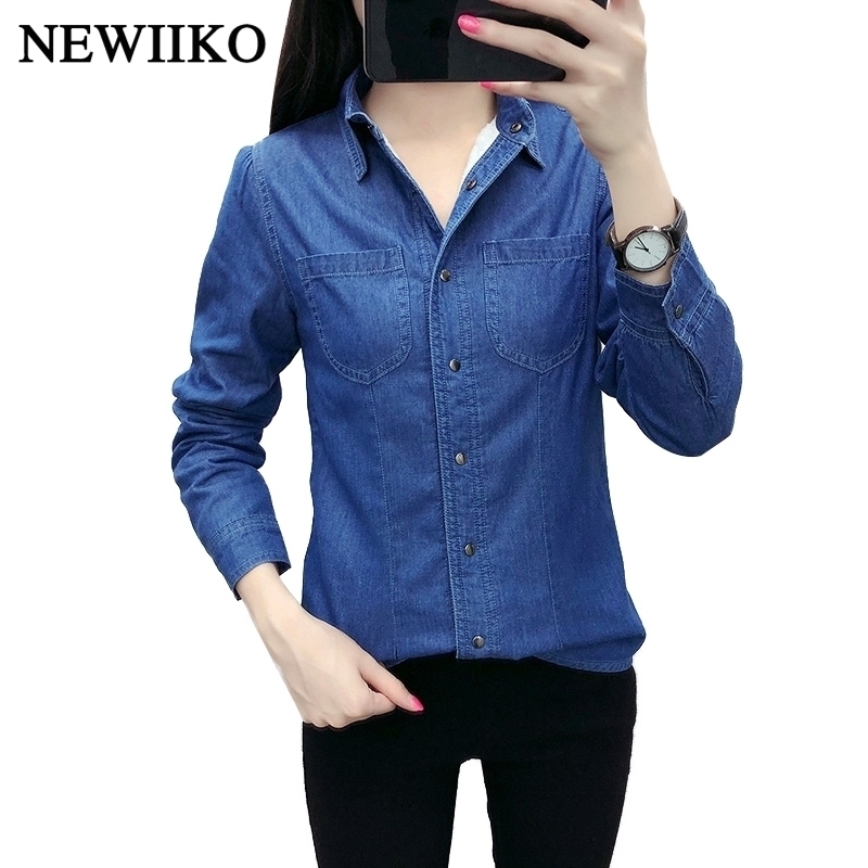 New Autumn winter women cotton flannel Warm thickening pocket long sleeve blouse Denim shirt casual flannel tops plus size T200322