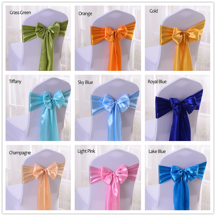 Silk Satin Ribbon Bow Chair Sashes For Banquet Chair Wedding Party Decoration Chair Band Romantic Formal Occasion Wedding Supplies