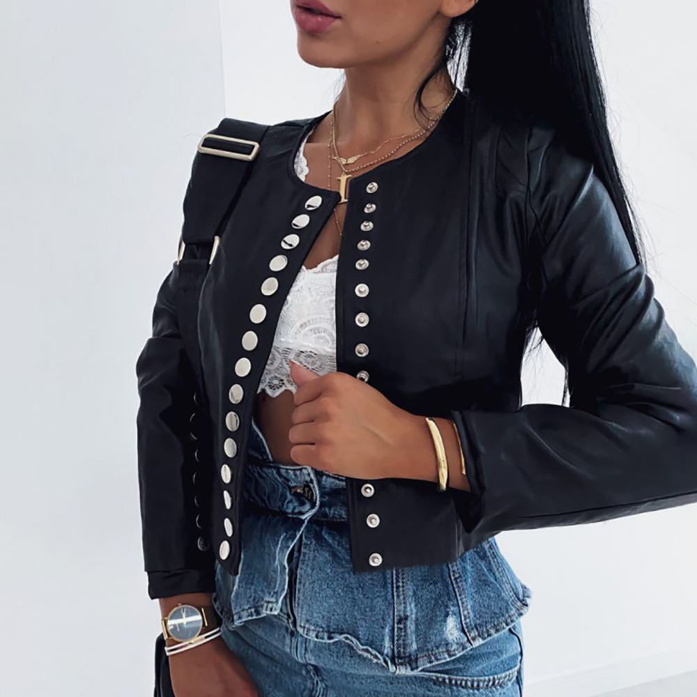 Wild Jacket Stylish Faux Leather Jacket For Women Girls' Cool High Quality SpringFall Single Breasted Fashion Slim Blouse D30 J0125, Black
Wild Jacket Stylish Faux Leather Jacket For Women Girls' Cool High Quality SpringFall Single Breasted Fashion Slim Blouse D30 J0125, Black