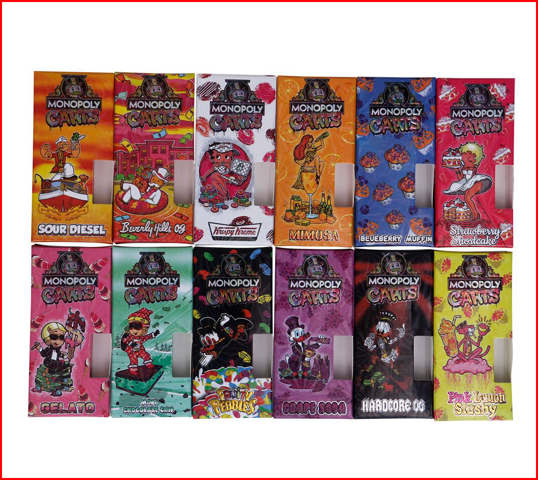 Monopoly Cartridge Vape Atomizers Round And Flat Tip 0.8ml 1.0ml Vaporizer With Package 12 Colors Optianal For Electronic Cigarettes
Monopoly Cartridge Vape Atomizers Round And Flat Tip 0.8ml 1.0ml Vaporizer With Package 12 Colors Optianal For Electronic Cigarettes