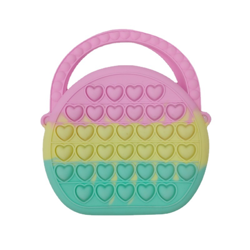 Children Stress Relief Bag Coin Purse Simple Dimple Heart Shape Push Bubble Antistress Decompression Bags Pop Handbag 0777