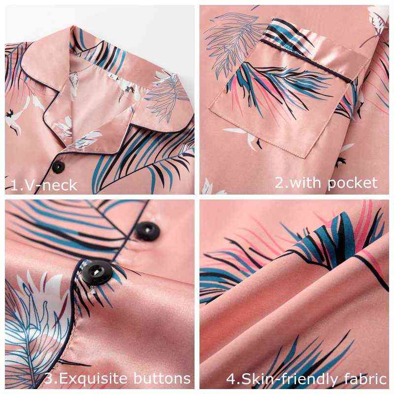 JULY'S SONG Pink 7 Pieces Women's Pajamas Sets Faux Silk Striped Pyjama Women's Pajamas Sleepwear Sets Spring Summer Homewear 211109