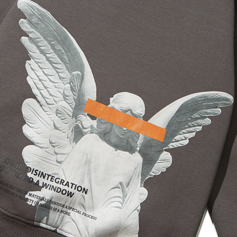 Men's Hoodies Sweatshirts Mens Hip Hop Streetwear Harajuku Pullover Angel God Printed Hoodie Pocket Cotton Fleece Grey Hooded Sweatshirt 220929
