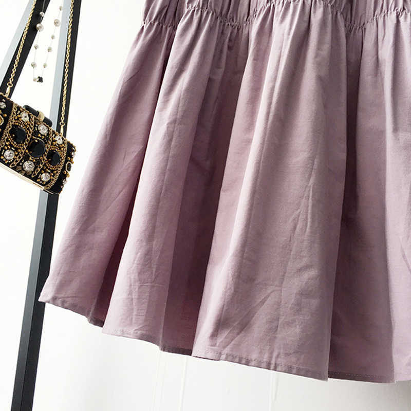 TIGENA Cotton Pleated Skirt Women Fashion Summer Casual Solid A Line High Waist Midi Long Female Black White Purple 210621