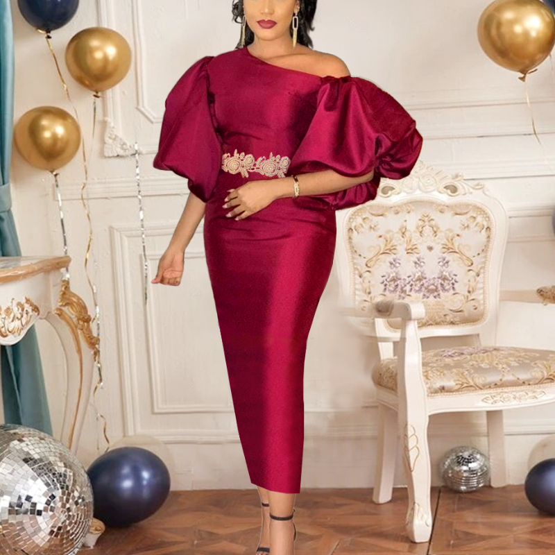 Birthday Dress Women Long Bodycon Party Diagonal Collar Big Lantern Sleeves Christmas Elegant Event African Evening Home Coming Formal Dress, White;black
Birthday Dress Women Long Bodycon Party Diagonal Collar Big Lantern Sleeves Christmas Elegant Event African Evening Home Coming Formal Dress, White;black