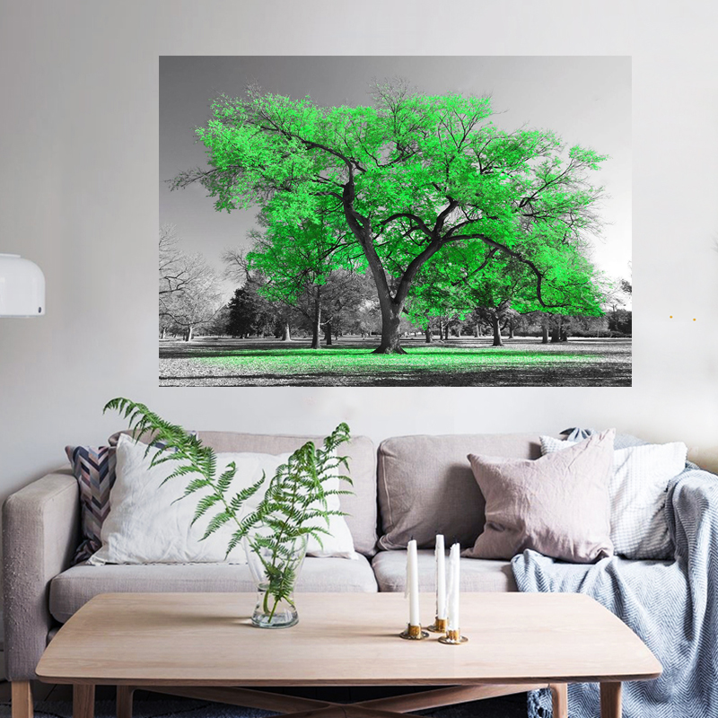 Yellow Tree Black And White Pictures Modern Landscape Painting For Living Room Decoration Canvas Posters And Prints