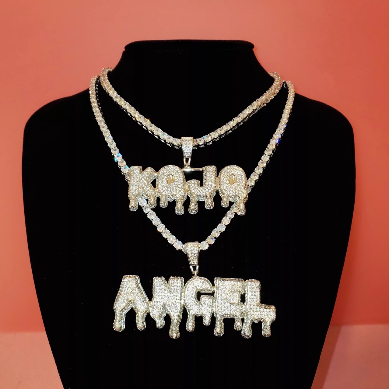 Hip Hop Custom Name Letter Necklace Gold Silver Color Bling CZ Cubic Letters Pendant Necklace for Men Women with 3mm 24inch Rope Chain
Hip Hop Custom Name Letter Necklace Gold Silver Color Bling CZ Cubic Letters Pendant Necklace for Men Women with 3mm 24inch Rope Chain