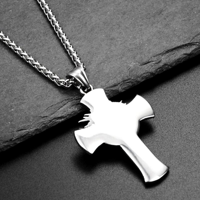 Pendant Necklaces Christ Jesus Crucifix Necklace Stainless Steel Christian Thorns Crown For Men Women Religious Jewelry