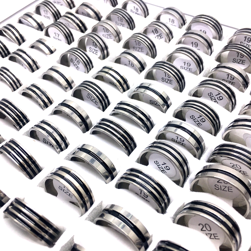 Wholesale 100pcs/Lot Men's Women's Band Ring Black Stripe Stainless Steel Rings Fashion Jewelry Party Favor Gifts Mix Sizes
Wholesale 100pcs/Lot Men's Women's Band Ring Black Stripe Stainless Steel Rings Fashion Jewelry Party Favor Gifts Mix Sizes
