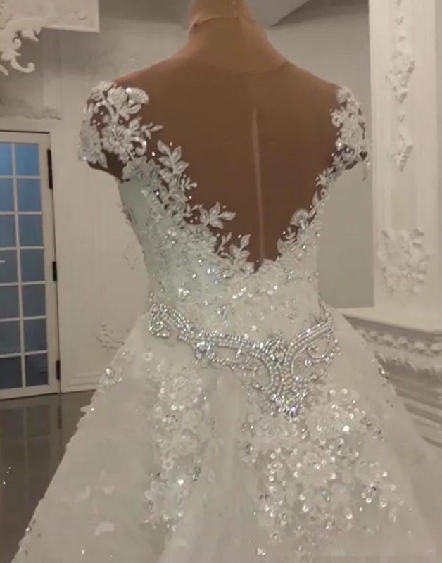 Latest Off the Shoulder Wedding Dresses with Detachable Train Plus Size Crystals Bead IIIusion Back mermaid Bridal Gowns