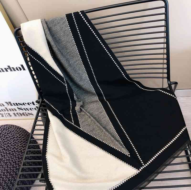 Hat Scarf Glove Setautumn and Winter Double Side Cashmere Thermal Shawl Women's V-pattern Jacquard Korean Versatile