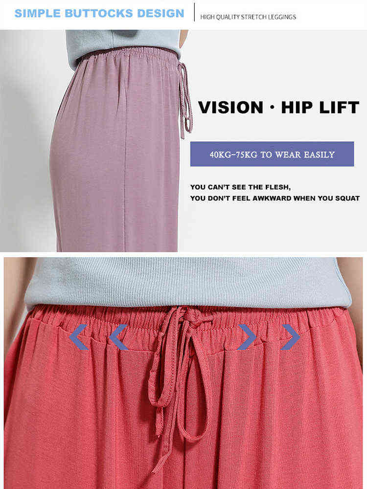 High Waist Drape Modal Loose Large Size Thin Wide-leg Pant's Summer All-match Trousers Casual Straight-leg 211124