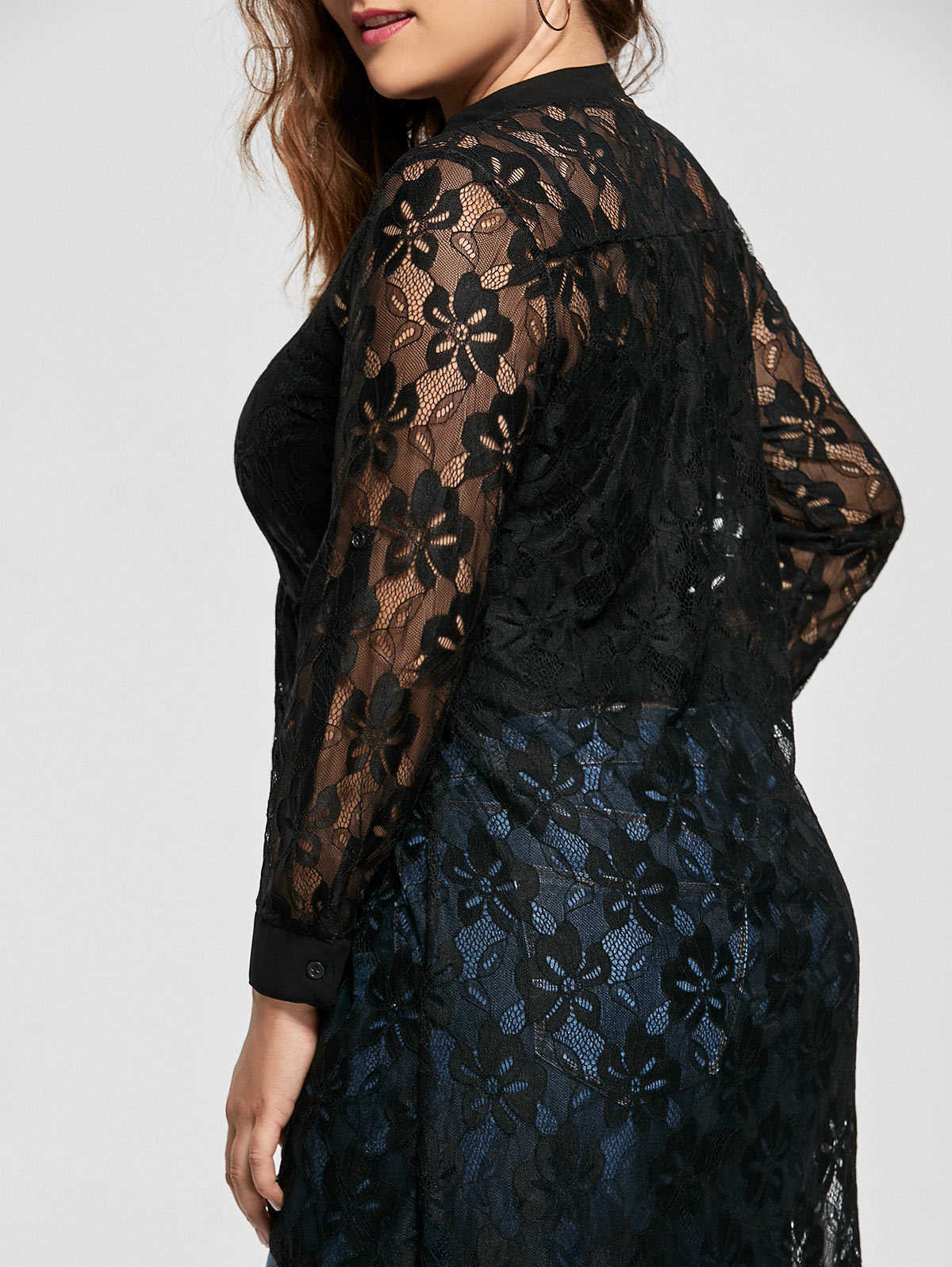 Wipalo Women Plus Size Blouse Autumn Peplum Long Sleeve High Low Lace Shirts Tunic Through Button Up Women Tops And Blouse 5XL T191231