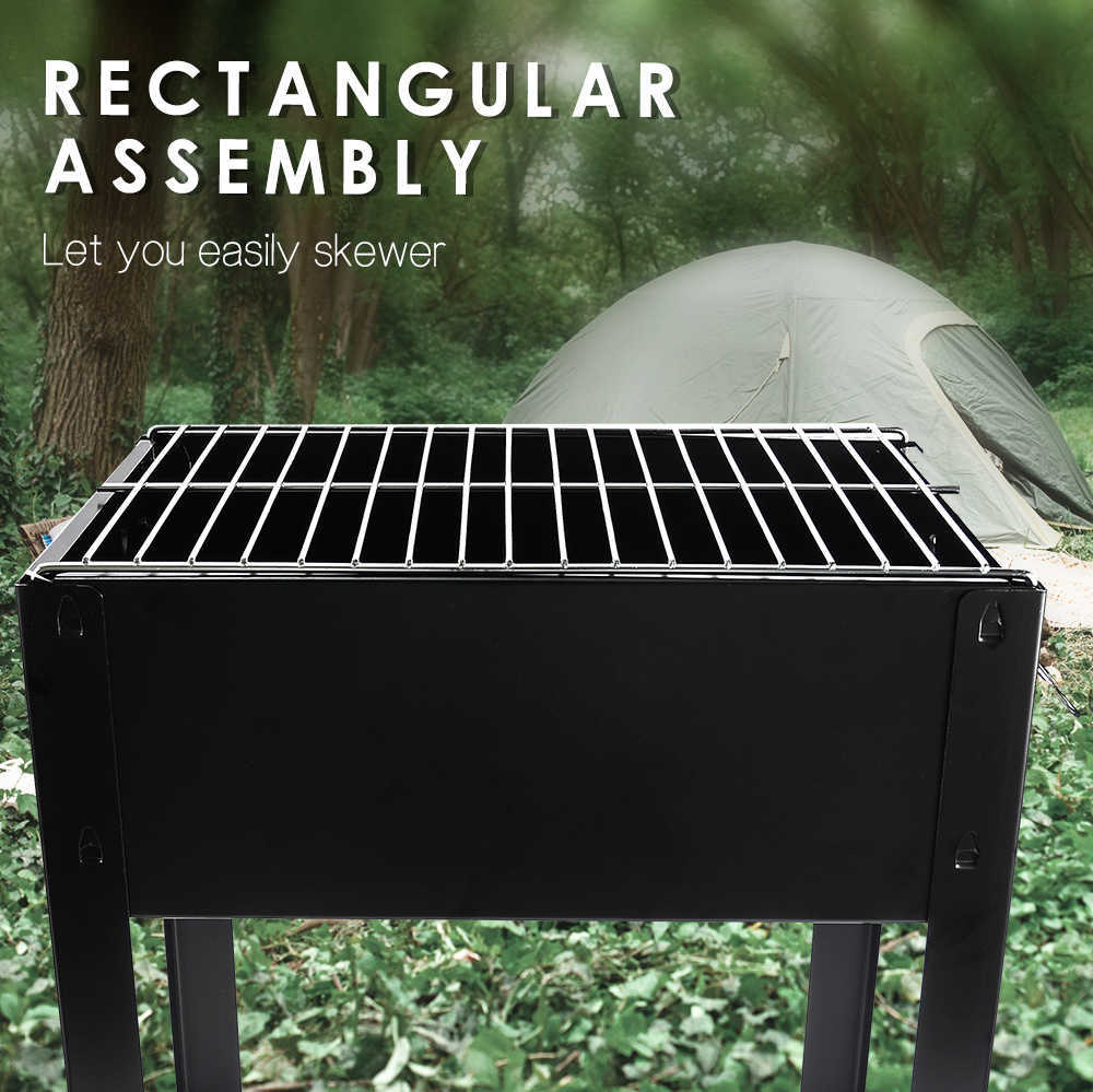 Portable Grill BBQ Foldable Charcoal Barbecue Grill Garden Outdoor Cooking Camping Hiking Picnic Travel Park 210724