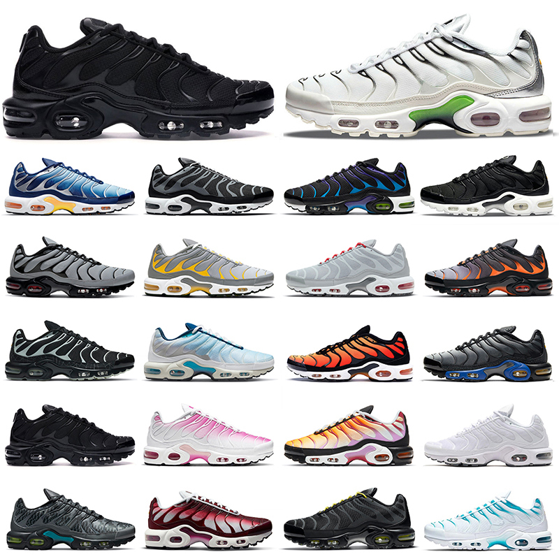 

cheaper tn plus running shoes men women Black White Pink Psychic Blue Fury Digital Camo Orange Gradient Grey Neon Green outdoor sports trainers sneakers mens womens, 36-46 triple white