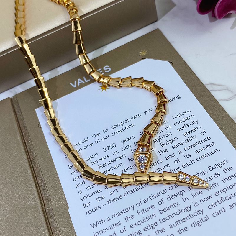 Choker New 2022 Top Brand Pure Sterling Sier Jewelry Women Rose Gold Snake Dia Pendant Necklace Lovely Fine Quality