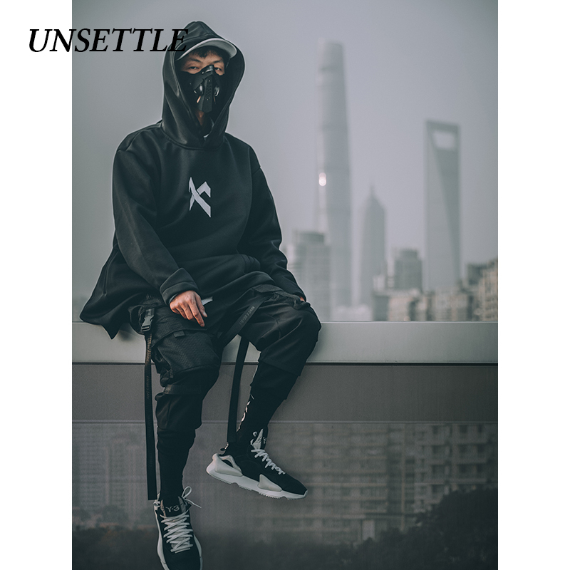 Autumn Japanese Sweatshirt Mens Oversized Hoodies Long Cloak Hip Hop Gothic Outwear Streetwear Coat Harajuku Male Tops 201127