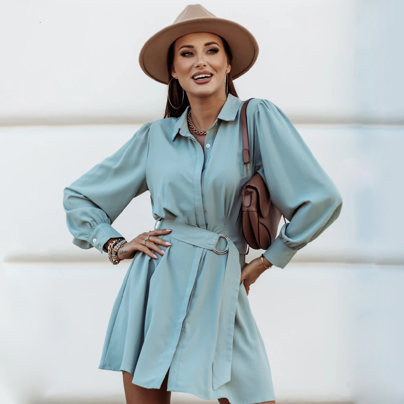 2021 Women New Fashion Shirt Casual Turn-down Lantern Sleeve A-line Belt Loose Mini Solid Elegant Party Autumn 6j2m, White
2021 Women New Fashion Shirt Casual Turn-down Lantern Sleeve A-line Belt Loose Mini Solid Elegant Party Autumn 6j2m, White