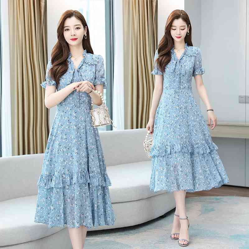 women's Retro bohemian dress, beach party with deep V-neck sexy dress, elegant floral yarn dress 210602