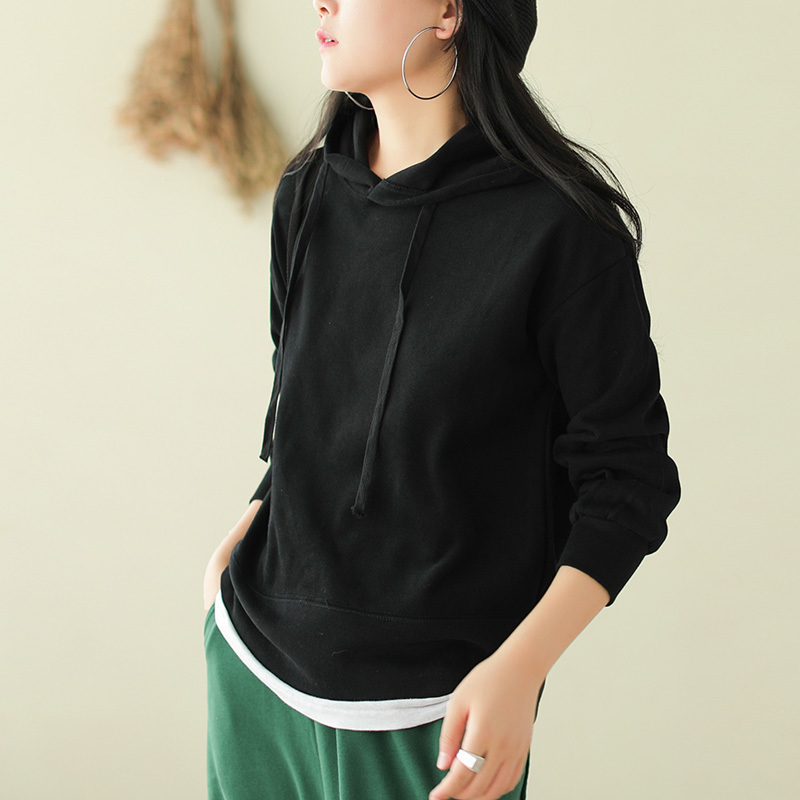 Johnature Women Hooded Pullover Sweatshirts 7 Color Long Sleeve Autumn Casual Hoodies Loose Women Cloths Sweet Sweatshirts 201112
