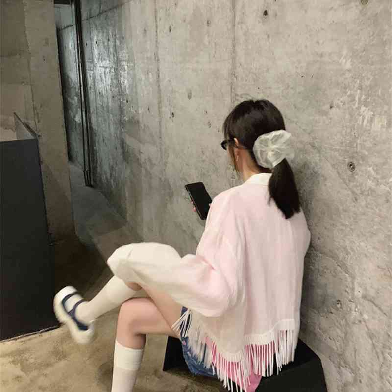 Neploe Vintage Women Tops Chic Tassels White Blouses Women Korean All-match Long Sleeve Shirts Blusas Mujer De Moda 94914 210422