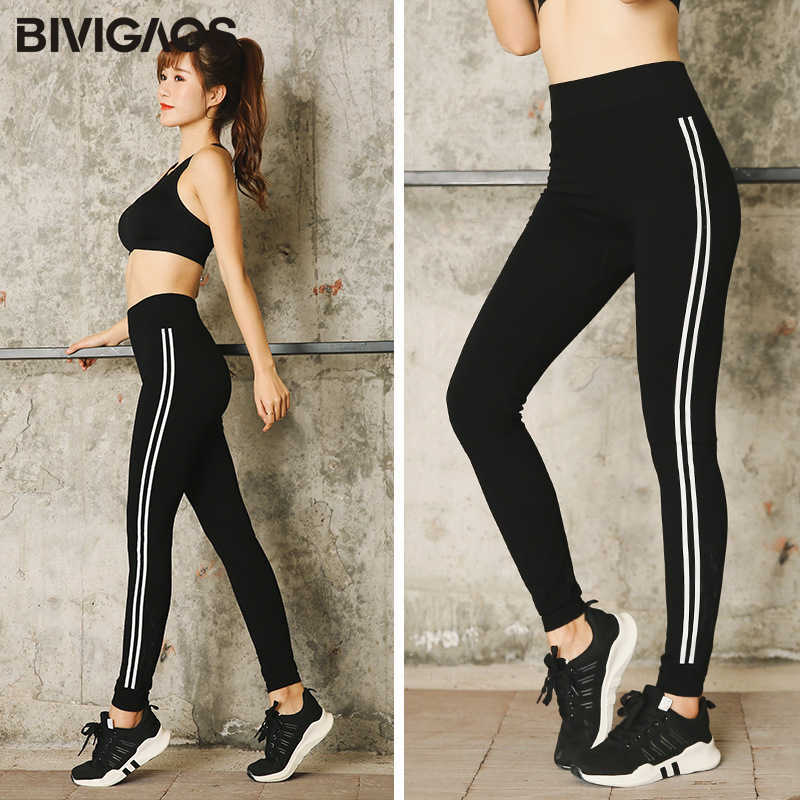 BIVIGAOS Korean Thin Modal Workout Leggings Pants High Stretch Parallel Bars Printed Black Sport Leggings Women Sexy Leggings 211014