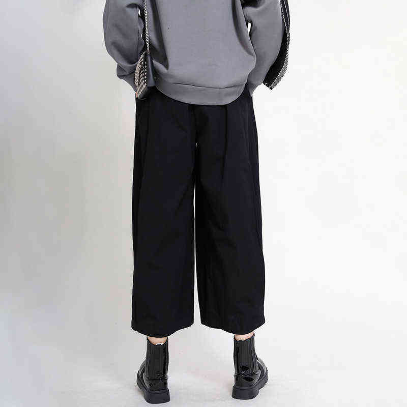 High Elastic Waist Draped Long Wide Leg Trousers Loose Fit Pants Women Fashion Spring Autumn 1DD0404 211115