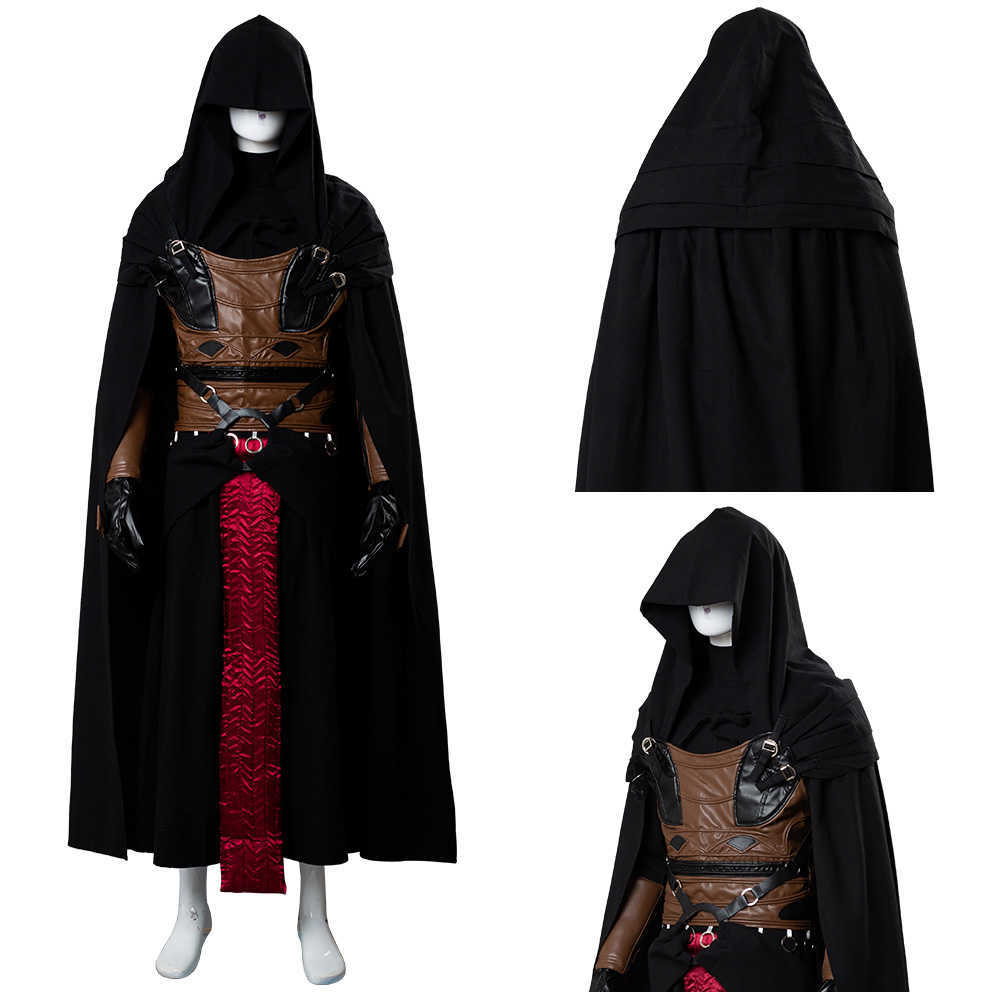 (In Stock) Star Cosplay Darth Revan Costume Black Cape Uniform Full Set Outfit Custom Made Halloween Costumes Y0913