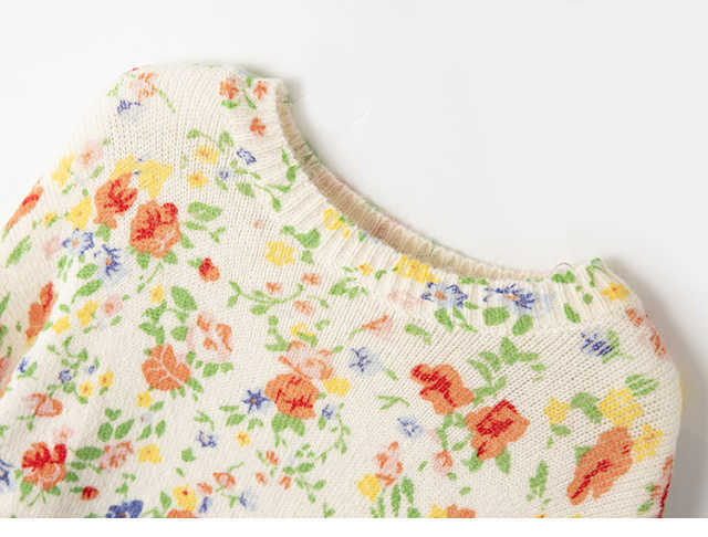 Women Floral Sweater Female Spring Summer O-Neck Long Sleeve Knitwear Jumpers lady Romantic Knitted Pullover Tops Fashion 211014