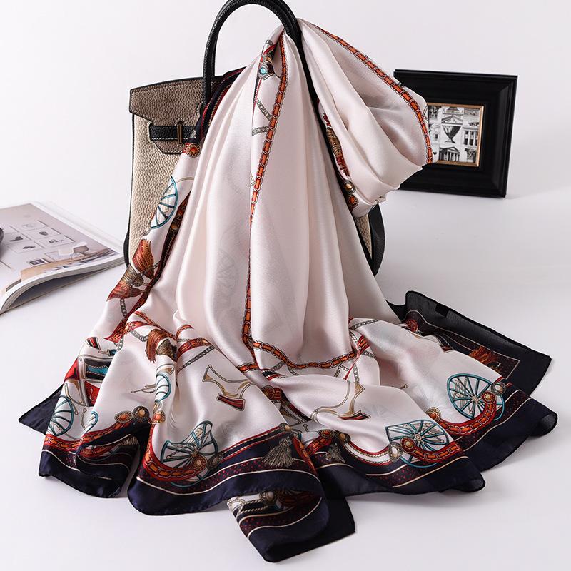 Scarves 2021 Women Imitation Silk Scarf Retro Wheel Tassels Print Shawls Office Lady Soft Wraps Female Headscarf Beach Towel 90x180cm
Scarves 2021 Women Imitation Silk Scarf Retro Wheel Tassels Print Shawls Office Lady Soft Wraps Female Headscarf Beach Towel 90x180cm