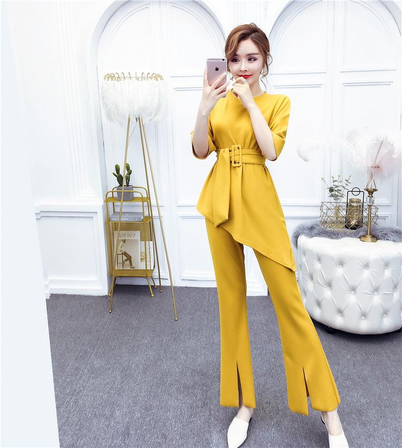 Women's Two Piece Pants Korean Style Women 2 Set Top And Office Work Luxury Clothing High Quality Business Suit Ensemble Femme Deux Pieces