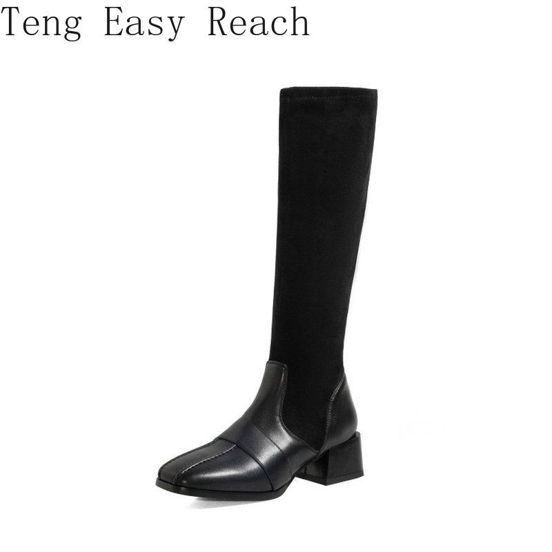 2021 New Solid Black Woman Shoes Chunky Middle Heels Stretch Knee High Riding Motorcycle Womens Boots Plus Size 33-48
2021 New Solid Black Woman Shoes Chunky Middle Heels Stretch Knee High Riding Motorcycle Womens Boots Plus Size 33-48