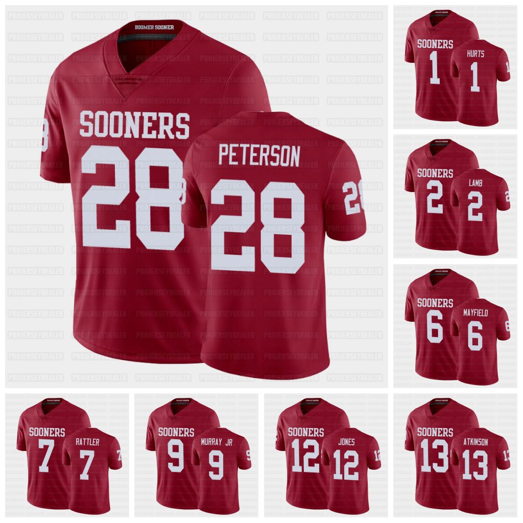 Oklahoma Sooners NCAA College Football Playoff Game Jersey 1 Jalen Hurts 2 CeeDee Lamb Mayfield Rattler Murray Jones Atkinson Grimes Mordecai Sims White Brooks Hall, Youth s-xl
Oklahoma Sooners NCAA College Football Playoff Game Jersey 1 Jalen Hurts 2 CeeDee Lamb Mayfield Rattler Murray Jones Atkinson Grimes Mordecai Sims White Brooks Hall, Youth s-xl