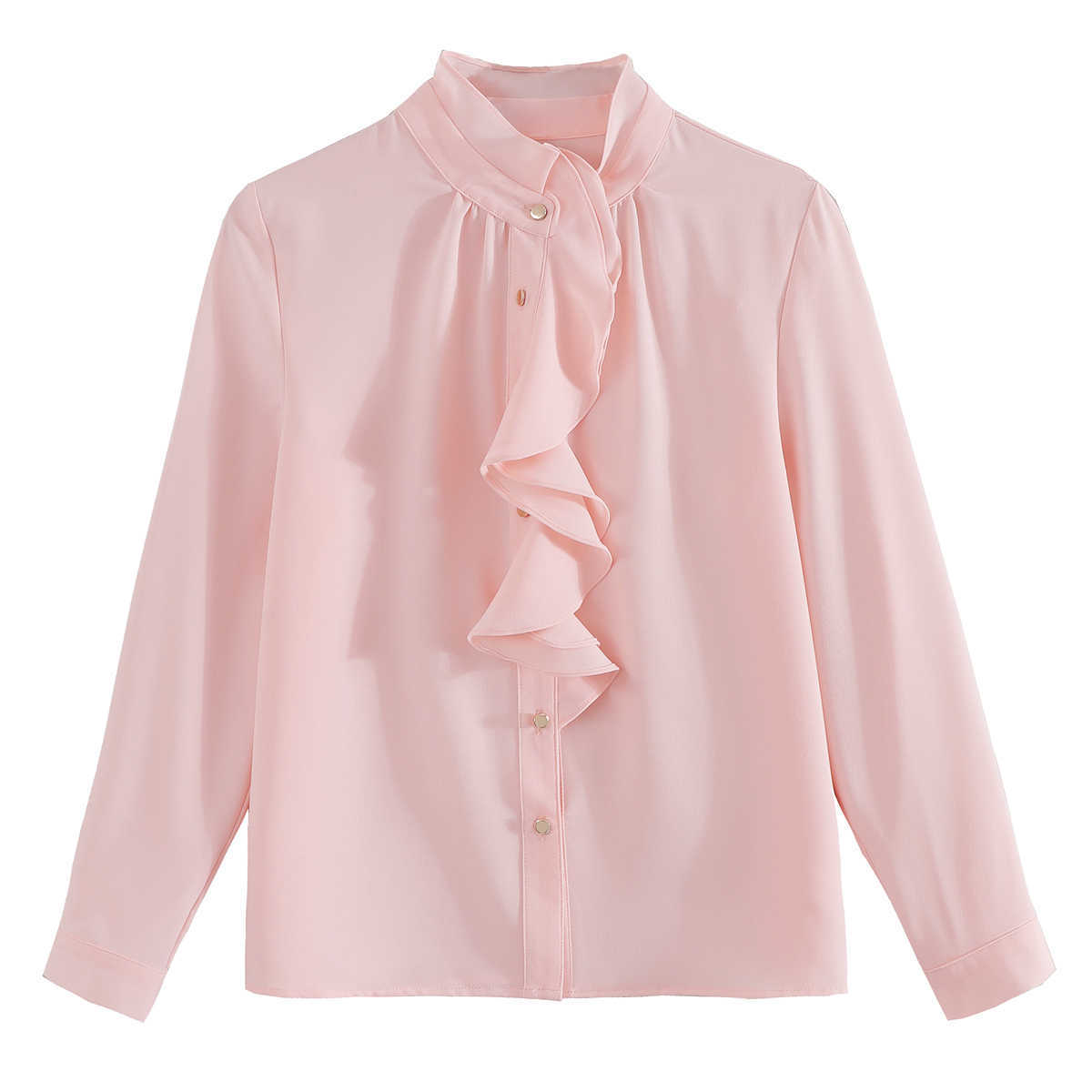 Fashion Spring Women Blouses Chiffon Shirts Ruffles Plus Size s Tops and Pink Blusas Femininas Elegante 210531