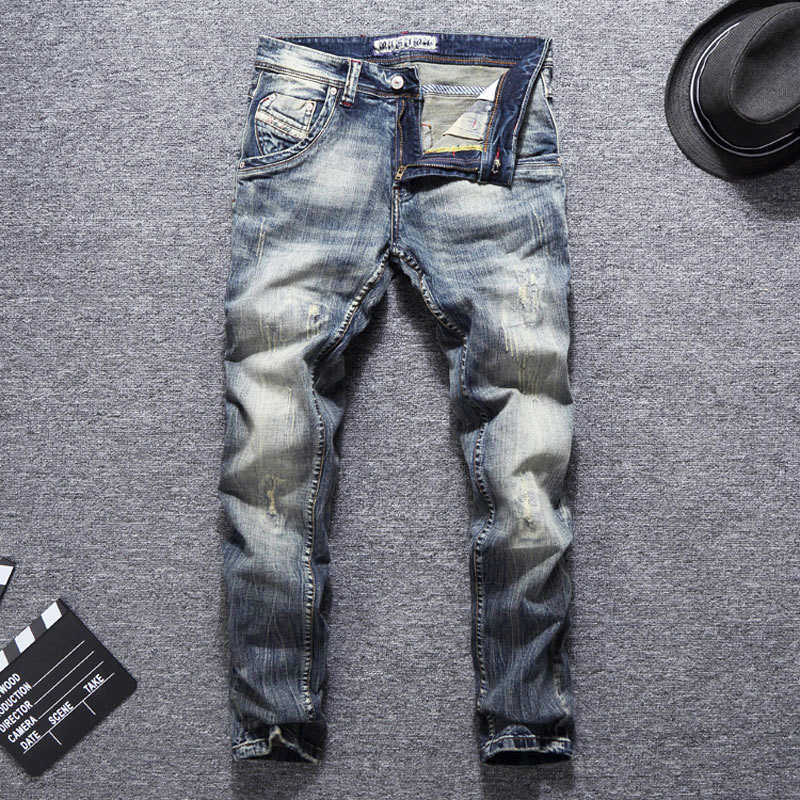 Italian Vintage Fashion Men Jeans High Quality Slim Fit Ripped for Retro Blue Classical Designer Cotton Denim Pants, Retro yellow blue
Italian Vintage Fashion Men Jeans High Quality Slim Fit Ripped for Retro Blue Classical Designer Cotton Denim Pants, Retro yellow blue