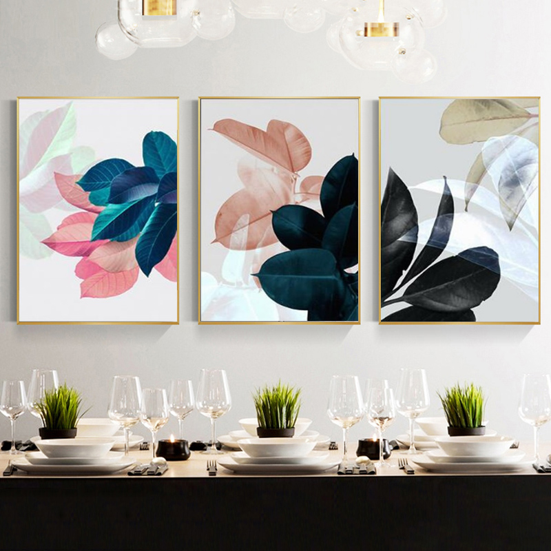 Colorful Leaves Wall Pictures for Living Room Home Decoration Nordic Plants Poster Wall Art Canvas Painting Posters and Prints