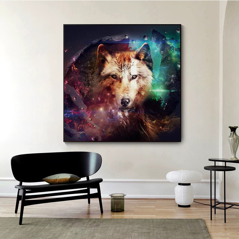Modern Minimalism Style Cool Wolf Animal Oil Canvas Painting Posters And Prints Wall Pictures For Living Room Decor Unframed