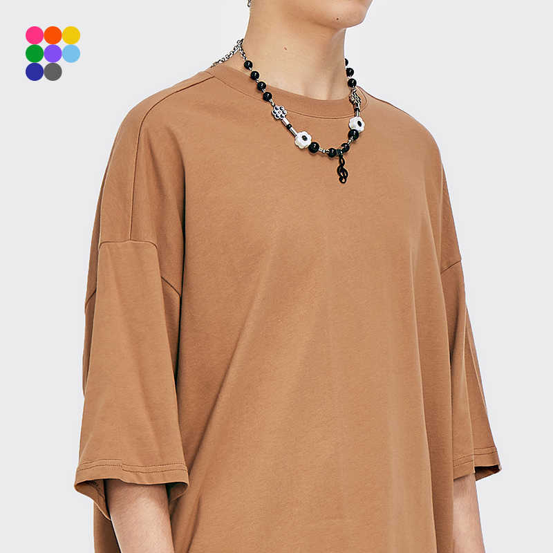 INFLATION Summer Style Unisex Casual Plain T-shirts Crew Neck Cotton Oversized Tees Men Fashion Hip Hop T-Shirts 0057S21 210629